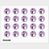 Bride & Groom Wedding Lila Polka Dot Stickers (Blatt)