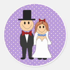 Bride & Groom Wedding Lila Polka Dot Stickers