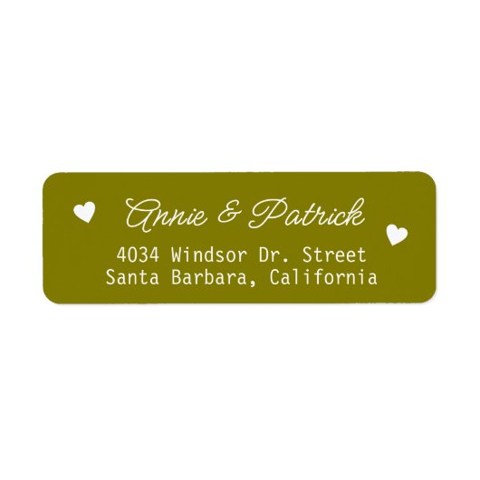 Bride Groom Wedding Mailing Olive Rücksendeadresse (Vorne)