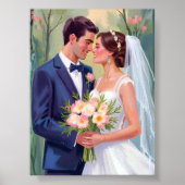 Bride & Groom | Wedding Newlyweds Watercolor Poster (Vorne)