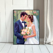 Bride & Groom | Wedding Newlyweds Watercolor Poster