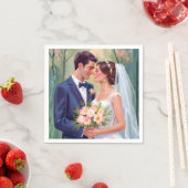 Bride & Groom | Wedding Newlyweds Watercolor Serviette (Beispiel)