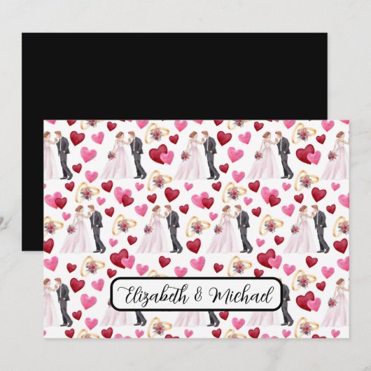 Bride & Groom Wedding Note Card Mitteilungskarte (Vorne/Hinten)