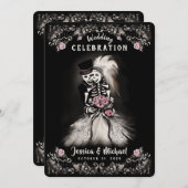 Bride Groom Wedding Skeletons Friedhof Liebe laden Einladung (Vorne/Hinten)