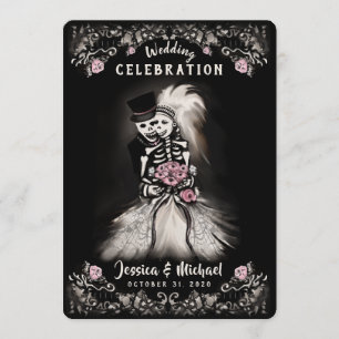 Bride Groom Wedding Skeletons Friedhof Liebe laden Einladung