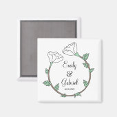 Bride Groom White Floral Wedding Ring  Magnet (Vorderseite/Rückseite)