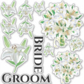 Bride Groom White Lily Stickers Aufkleber (Vorderseite)