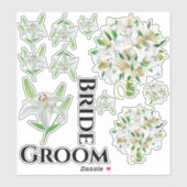Bride Groom White Lily Stickers Aufkleber (Blatt)