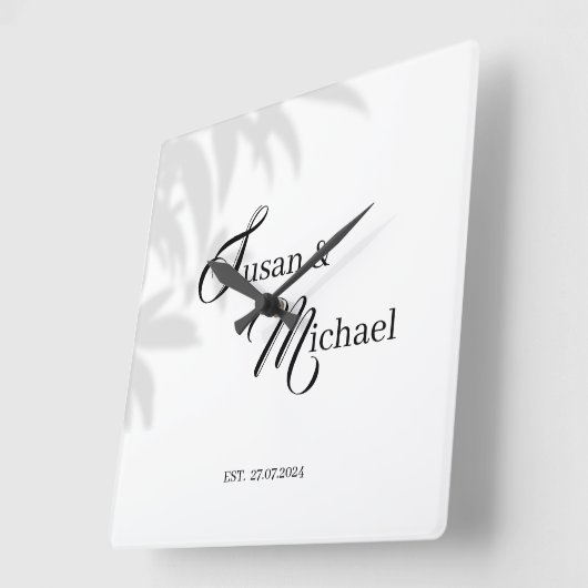 Bride & Groom's Black & White Theme Uhr (Winkel)