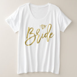 Bride Imitate Gold Foil Plus-Size-T - Shirt Diamon