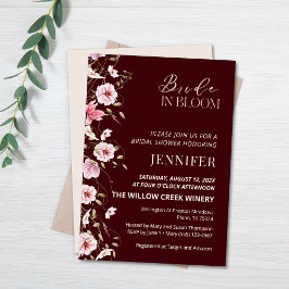 Bride in Bloom Burgundy Floral Bridal Shower Einladung