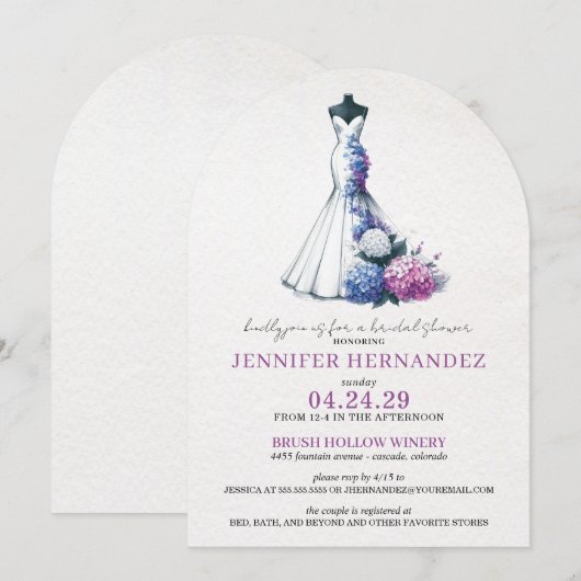 Bride in Bloom Hydrangea Bridal Shower Einladung (Vorne/Hinten)