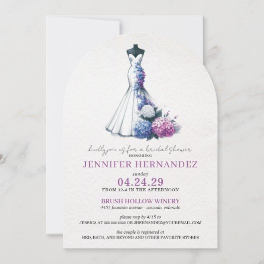 Bride in Bloom Hydrangea Bridal Shower Einladung (Vorderseite)