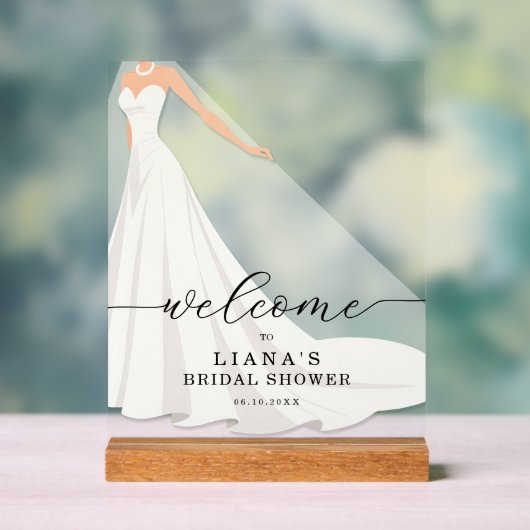 Bride in Gown Bridal Shower Welcome Acrylschild (Neutral)