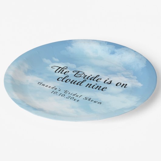 Bride Is On Cloud Nine Bridal Shower Pappteller (Schrägansicht)