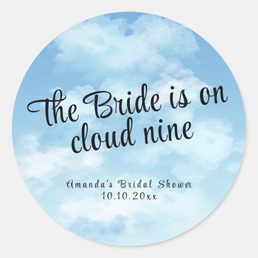 Bride Is On Cloud Nine Bridal Shower Runder Aufkleber (Vorderseite)