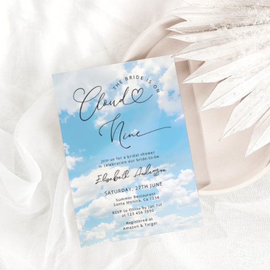 Bride ist auf Cloud Nine Elegant Brautparty Einladung