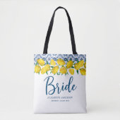 Bride Italian Blue Tile Lemon Boho Wedding Tasche (Vorderseite)