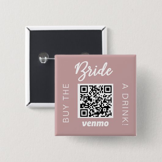Bride kaufen ein Getränk mit QR Code Venmo Girly Button (Vorne & Hinten)