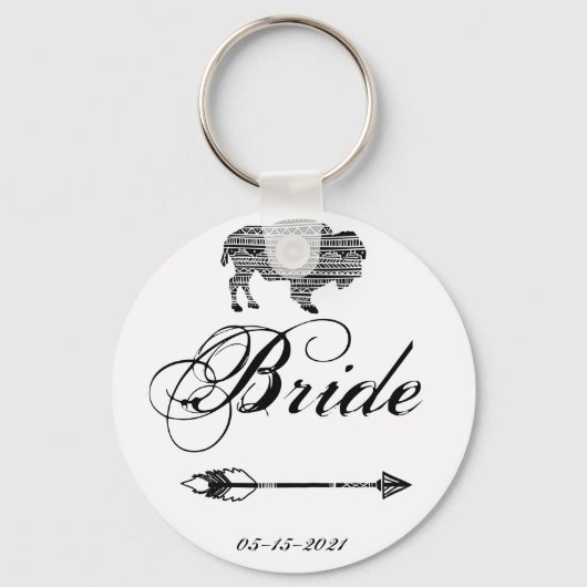Bride Key Chain Boho Buffalo Tribal Muster Bohemi Schlüsselanhänger (Vorderseite)