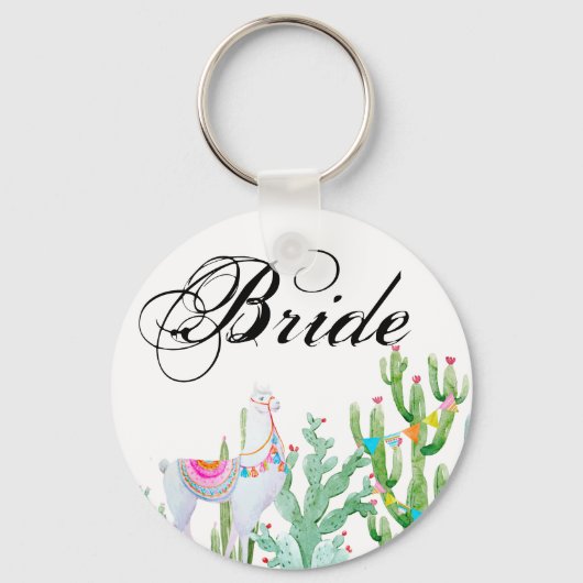 Bride Key Chain Boho Llama Bohemisch Cacti Desert Schlüsselanhänger (Vorderseite)