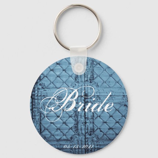 Bride Key Chain Rustic Zinn Panel Land W Schlüsselanhänger (Vorderseite)