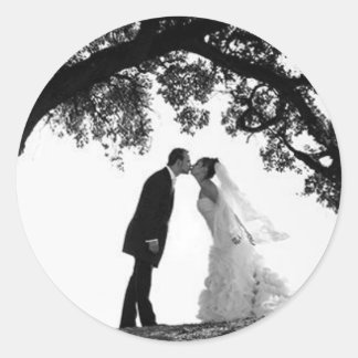 Bride Kiss unter Eichenaufkleber Runder Aufkleber