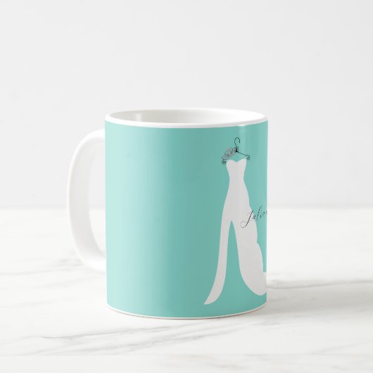 BRIDE kommt hier zum Bride Shower Party Kaffeetasse (Vorderseite Links)