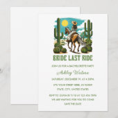 Bride Last Ride Cowgirl Bachelorette Party Einladung (Vorne/Hinten)