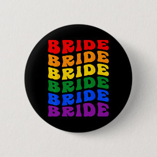 Bride Lgbt Groovy Rainbow Flag Junggeselinnen-Absc Button