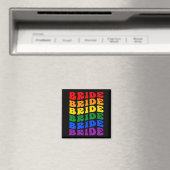 Bride Lgbt Groovy Rainbow Flag Junggeselinnen-Absc Magnet (In Situ (Geschirrspüler))