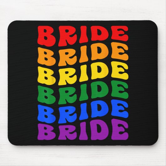 Bride Lgbt Groovy Rainbow Flag Junggeselinnen-Absc Mousepad (Vorne)