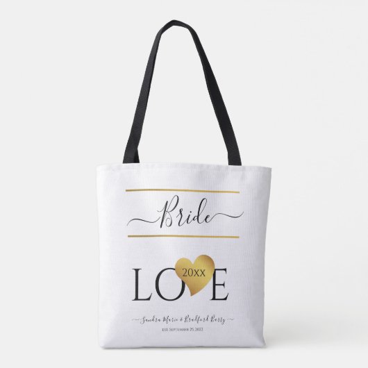 Bride | Liebe mit einem Goldenen Herz Tasche (Rückseite)