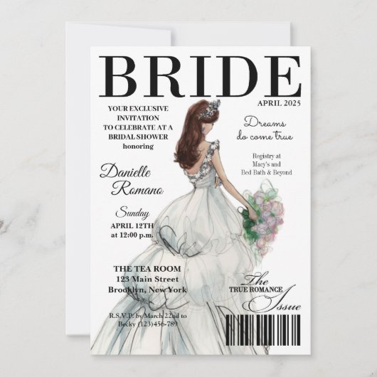 Bride Magazine Modern Bridal Shower Einladungen (Vorderseite)