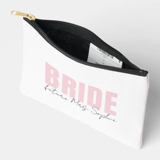 Bride Makeup Bag | Personalisiert Future Frau Name Zubehörtasche (Offen)