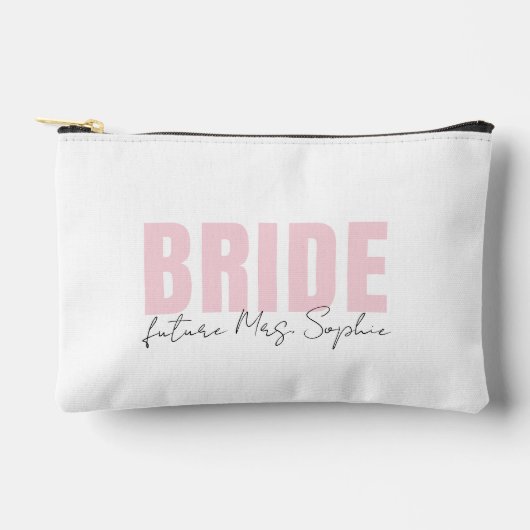 Bride Makeup Bag | Personalisiert Future Frau Name Zubehörtasche (Vorderseite)