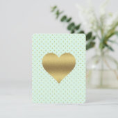 BRIDE Minze and Gold Heart Polka Dot Dusche Party Einladung (Stehend Vorderseite)