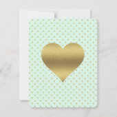BRIDE Minze and Gold Heart Polka Dot Dusche Party Einladung (Vorderseite)