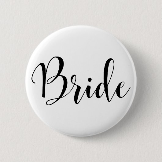 Bride Modern Black Script Typografie (30) Button (Vorderseite)