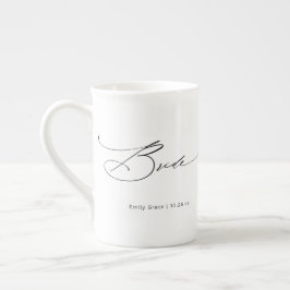Bride Modern Eleganter Script Wedding Individuelle Porzellantasse