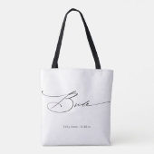 Bride Modern Eleganter Script Wedding Individuelle Tasche (Rückseite)