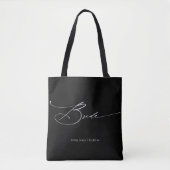 Bride Modern Eleganter Script Wedding Individuelle Tasche (Vorderseite)