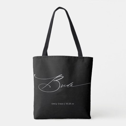 Bride Modern Eleganter Script Wedding Individuelle Tasche (Rückseite)