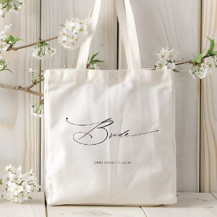Bride Modern Eleganter Script Wedding Individuelle Tragetasche