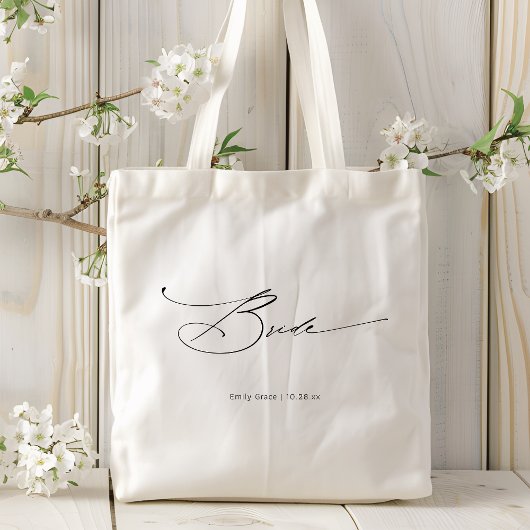 Bride Modern Eleganter Script Wedding Individuelle Tragetasche