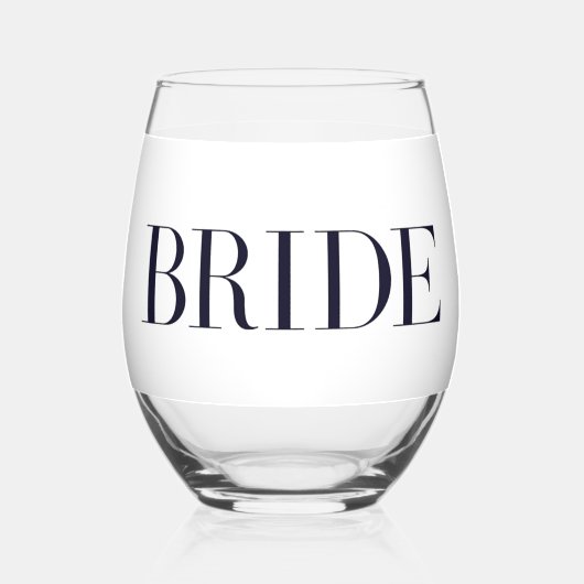 Bride Modern Personalisiert Weinglas Ohne Stiel (Vorderseite)