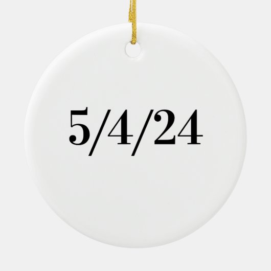 Bride Modern Script Diamond Wedding Date Keramik Ornament (Hinten)