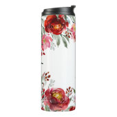 Bride Modern Typografie Deep-red Floral Border Thermosbecher (Nach links gedreht)
