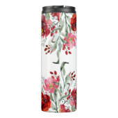 Bride Modern Typografie Deep-red Floral Border Thermosbecher (Rückseite)