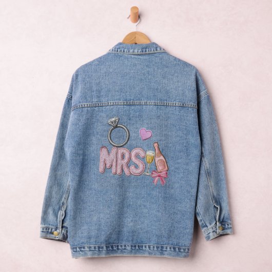 Bride MRS Imitats Patch bestickt Champagner Jeansjacke (Hangar)